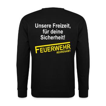 Freiwillige Feuerwehr Ehrenamt - Unisex Pullover - Schwarz - Hinten - Michal (187cm)