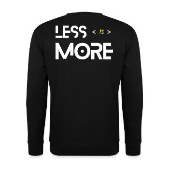 Weniger ist mehr Weiß - Unisex Pullover - Schwarz - Hinten - Alina (178cm)