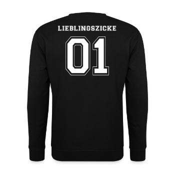 LIEBLINGSZICKE 01 - WHITE EDITION - Unisex Pullover - Schwarz - Hinten - Michal (187cm)