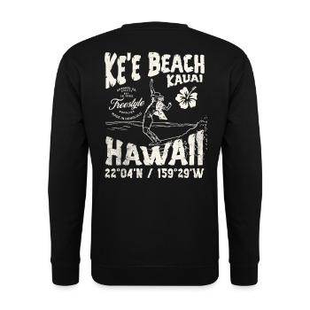 Hawaii Beach Surfing Fishing T-Shirt - Unisex Sweatshirt - black - Back - Alina (178cm)