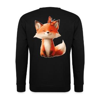 Fox with Butterfly - Unisex Sweatshirt - black - Back - Alina (178cm)