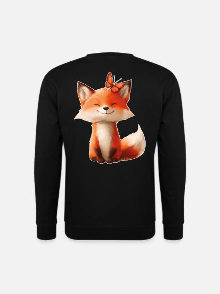 Fox with Butterfly - Unisex Sweatshirt - black