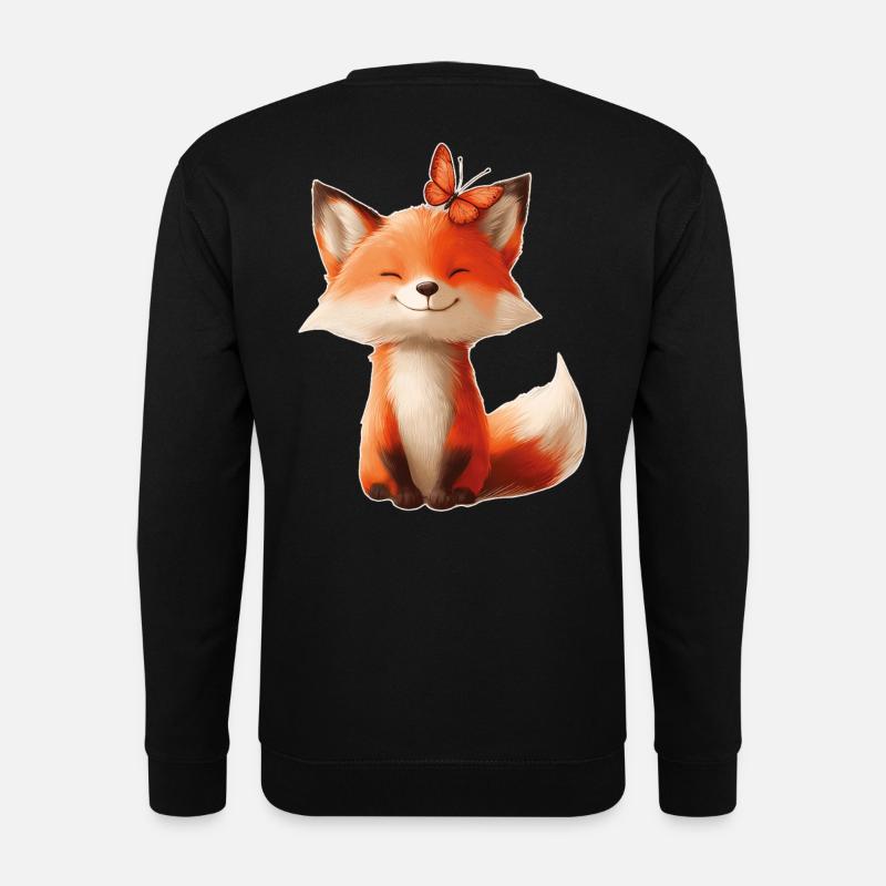 Fuchs mit Schmetterling - Unisex Pullover - Schwarz