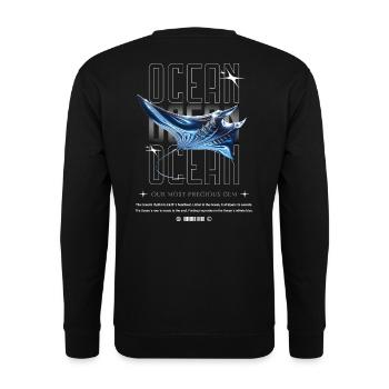 Ocean Manta Precious Treasure - Unisex Sweatshirt - black - Back - Alina (178cm)