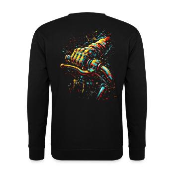 Street Style Biker Motif Full Throttle Throttle Grip - Unisex Sweatshirt - black - Back - Alina (178cm)
