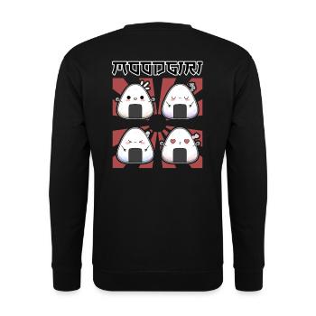 Moodgiri – Kawaii Onigiri Launen - Unisex Pullover - Schwarz - Hinten - Alina (178cm)