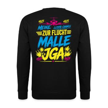 Malle 2026 JGA Meine letzte Chance zur Flucht - Unisex Pullover - Schwarz - Hinten - Alina (178cm)