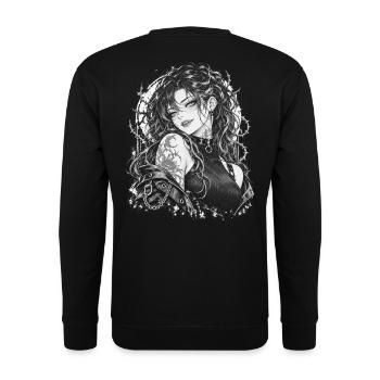 Gothic Anime Vampir – Monochromer Dornen-Halo - Unisex Pullover - Schwarz - Hinten - Michal (187cm)