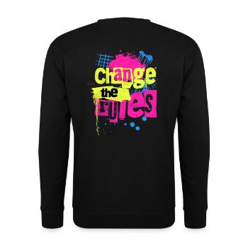 Change the Rules Graffiti - Unisex Pullover - Schwarz - Hinten - Michal (187cm)