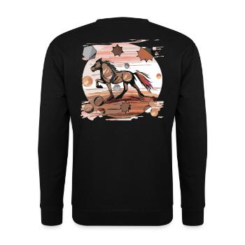 Cheval islandais - Graphique avec arrière-plan Variante 2 - Sweat-shirt Unisexe - noir - Dos - Alina (178cm)