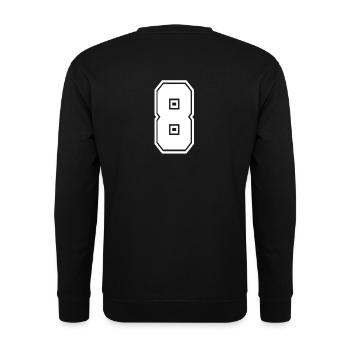 8 numéro de maillot numéro de football de football de style universitaire - Sweat-shirt Unisexe - noir - Dos - Alina (178cm)