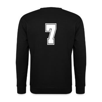 7 numéro de maillot de football de football de style universitaire - Sweat-shirt Unisexe - noir - Dos - Alina (178cm)