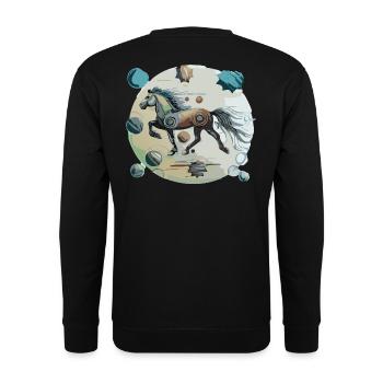 Cheval islandais - Graphique avec arrière-plan Variante 1 - Sweat-shirt Unisexe - noir - Dos - Alina (178cm)