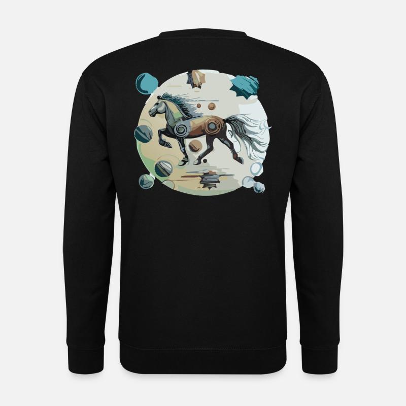 Islandpferd - Grafisch mit Hintergrund Variante 1 - Unisex Pullover - Schwarz