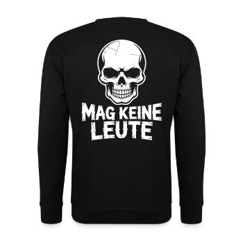 Schädeldesign: Mag Keine Leute - Unisex Pullover - Schwarz - Hinten - Michal (187cm)