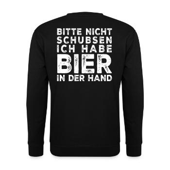 Bitte nicht schubsen - Unisex Pullover - Schwarz - Hinten - Alina (178cm)