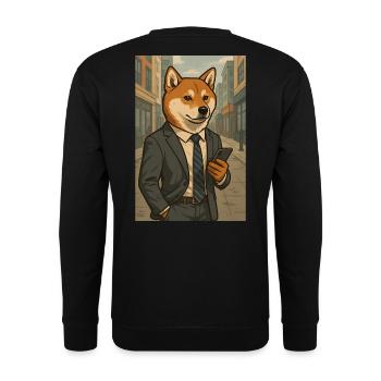 Business Shiba Lustiger Hund im Anzug - Unisex Pullover - Schwarz - Hinten - Alina (178cm)