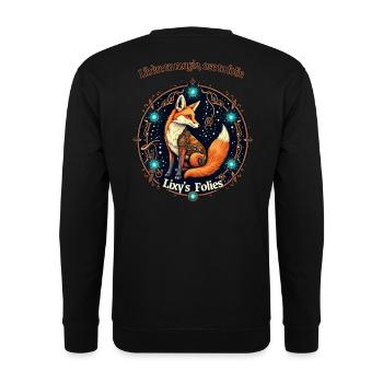 Lixy's Folies "Entfessle deine Magie, wage deinen Wahnsinn" - Unisex Pullover - Schwarz - Hinten - Alina (178cm)