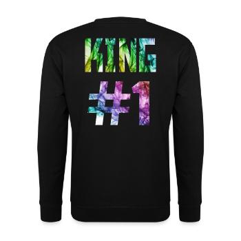 KING 01, King # 1, Queen Design dans le magasin - Sweat-shirt Unisexe - noir - Dos - Alina (178cm)