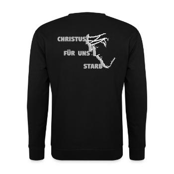 Christ est mort pour nous - Allemand - Sweat-shirt Unisexe - noir - Dos - Alina (178cm)