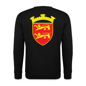 RED COAT OF ARMS LION TOWER GOLD COPYRIGHT RUNEMBERG - Unisex Sweatshirt - black - Back - Alina (178cm)