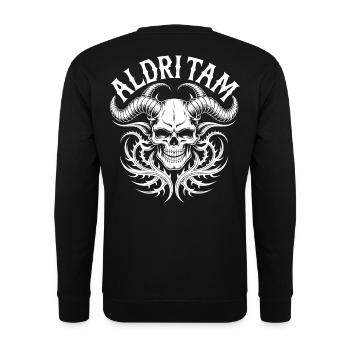 Horned Skull Inferno - Unisex Sweatshirt - black - Back - Alina (178cm)