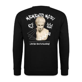 Memento Mori Streetwear - Unisex Pullover - Schwarz - Hinten - Michal (187cm)