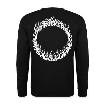 Trucker Feuer Ring detailliert weiss weiß änderbar - Unisex Pullover - Schwarz - Hinten - Michal (187cm)