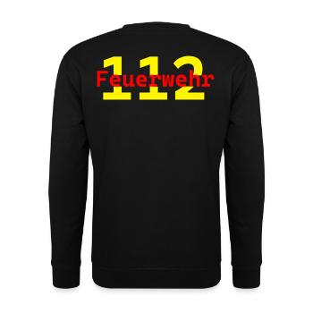 112 Feuerwehr Shirt - Unisex Pullover - Schwarz - Hinten - Michal (187cm)