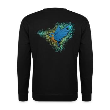 blauer Kolibri - Unisex Pullover - Schwarz - Hinten - Alina (178cm)