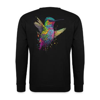 Color Explosion Hummingbird Artwork - Unisex Sweatshirt - black - Back - Alina (178cm)