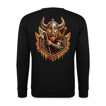 Viking Lava Warrior – Norse Fire Helmet Warrior - Unisex Sweatshirt - black - Back - Alina (178cm)