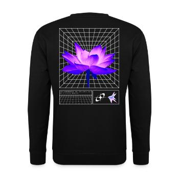 Techno Y2K – Techno-Festival Rave Music Outfit - Unisex Pullover - Schwarz - Hinten - Michal (187cm)