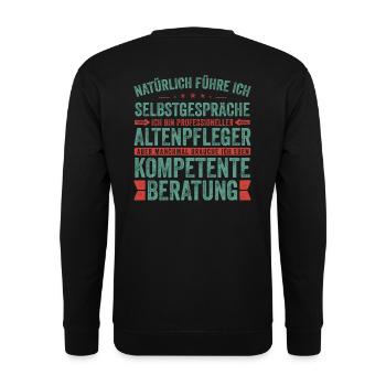 Altenpfleger witziger Spruch für die Arbeit Beruf - Unisex Pullover - Schwarz - Hinten - Michal (187cm)