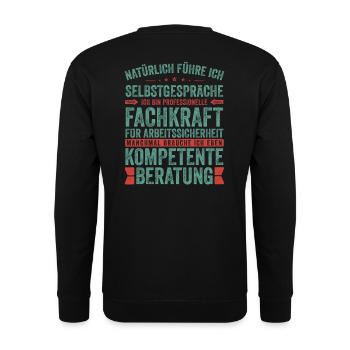 Sicherheitsfachkraft witziger Spruch für Arbeit - Unisex Pullover - Schwarz - Hinten - Michal (187cm)