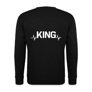King Heartbeat King Queen couple look - Sweat-shirt Unisexe - noir - Dos - Alina (178cm)