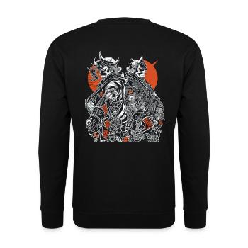 Samurai Duo: High-Contrast Armor Art - Unisex Sweatshirt - black - Back - Alina (178cm)