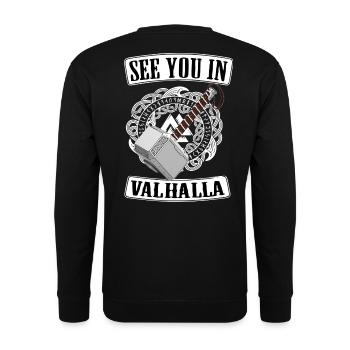 Viking Valhalla Runes Thor Hammer - Unisex Sweatshirt - black - Back - Alina (178cm)