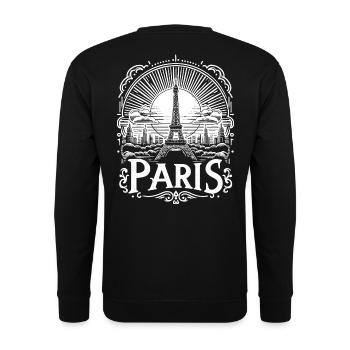 Paris Shirt Design mit Eiffelturm - la tour eiffel - Unisex Pullover - Schwarz - Hinten - Alina (178cm)