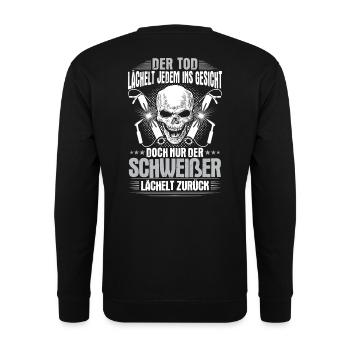 Schweißer Lächeln Geschenk Geschenkidee Schweißen - Unisex Pullover - Schwarz - Hinten - Alina (178cm)