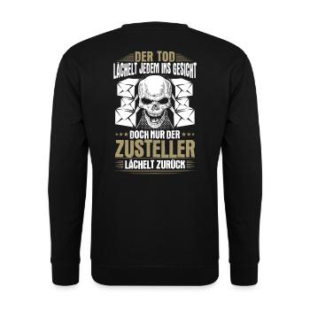 Zusteller Paketzusteller Briefträger Geschenk - Unisex Pullover - Schwarz - Hinten - Alina (178cm)