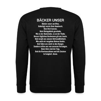 Bäcker Unser Gebet Bäckerei Backen Geschenk - Unisex Pullover - Schwarz - Hinten - Michal (187cm)