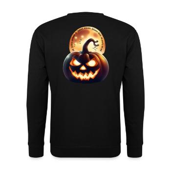 Halloween Kürbis Sprüche Grusel Fledermaus - Unisex Pullover - Schwarz - Hinten - Michal (187cm)