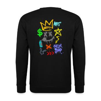 Graffiti-Künstler - Wandkunst - Urban Spray - Unisex Pullover - Schwarz - Hinten - Alina (178cm)