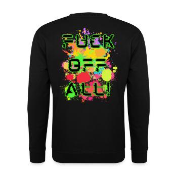 Explosion der Farben mit Untertiteln - Unisex Pullover - Schwarz - Hinten - Alina (178cm)