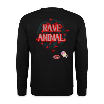 RAVE ANIMAL – Techno Streetwear Design - Sweat-shirt Unisexe - noir - Dos - Alina (178cm)