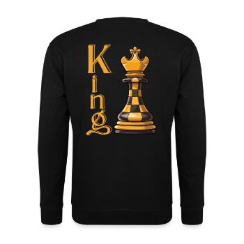 Schachkönig Eleganz - Unisex Pullover - Schwarz - Hinten - Alina (178cm)