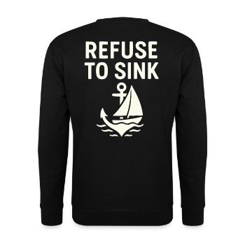 Refuse to Sink – Maritime Typo Meer Segeln Boot - Unisex Pullover - Schwarz - Hinten - Alina (178cm)