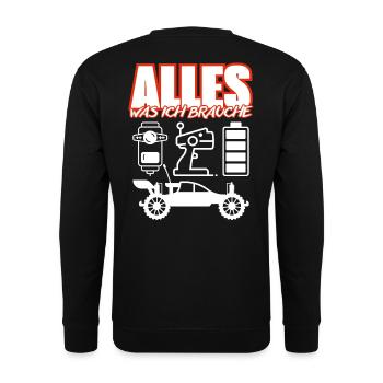 Alles Was Ich Brauche – RC Auto Basics - Unisex Pullover - Schwarz - Hinten - Alina (178cm)