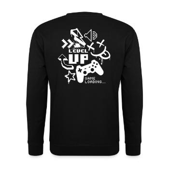 Level Up – Spiel wird geladen - Unisex Pullover - Schwarz - Hinten - Michal (187cm)
